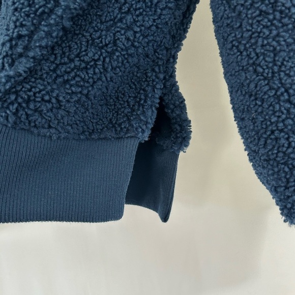 JoyLab Navy Blue Sherpa Quarter Zip Women’s Size Large Kangaroo Front Pocket - Picture 11 of 12